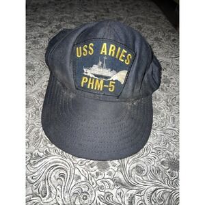 Vintage USS Aries‎ PHM-5 Navy Blue Snapback Hat lot